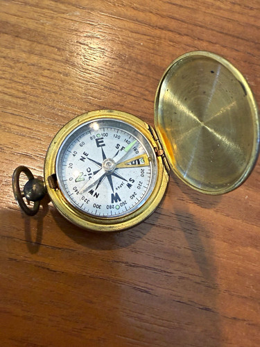 Vintage brass pocket compass - vintage,